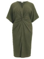 KHAKI Twist Front Textured Midi Dress Size 18 - 26
