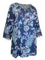 NAVY Floral Paisley Crochet Trim Peasant Blouse Size 16 - 18 - Image 3