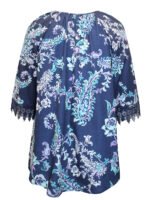 NAVY Floral Paisley Crochet Trim Peasant Blouse Size 16 - 18 - Image 4