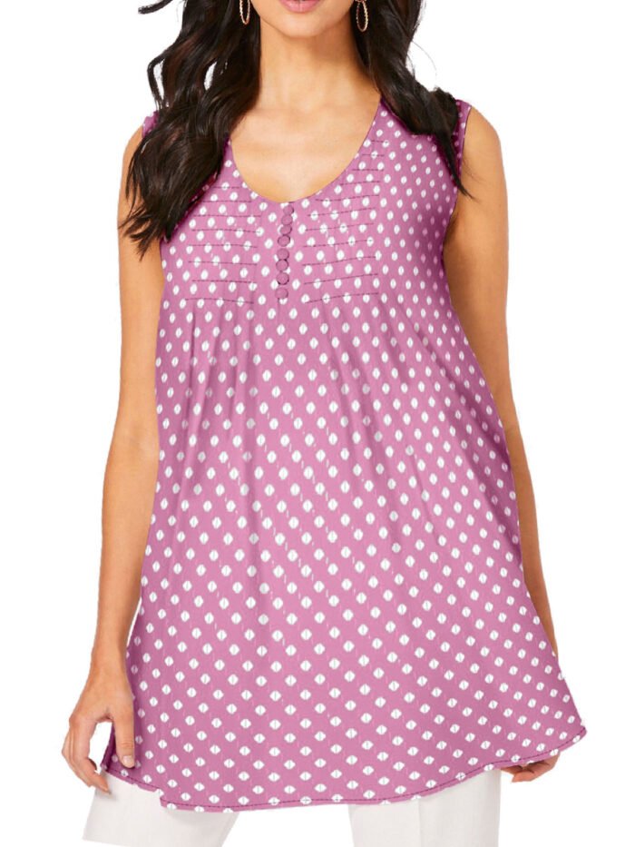 PINK Diamond Geo Pleated Tank Size 14 - 46 - Image 1