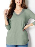 SAGE Pure Cotton Crochet Trim Top Size 10 - 26