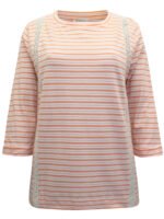 PEACH Sunset Cotton 3/4 Sleeve Lace Insert Top Size 12 - 26 - Image 2