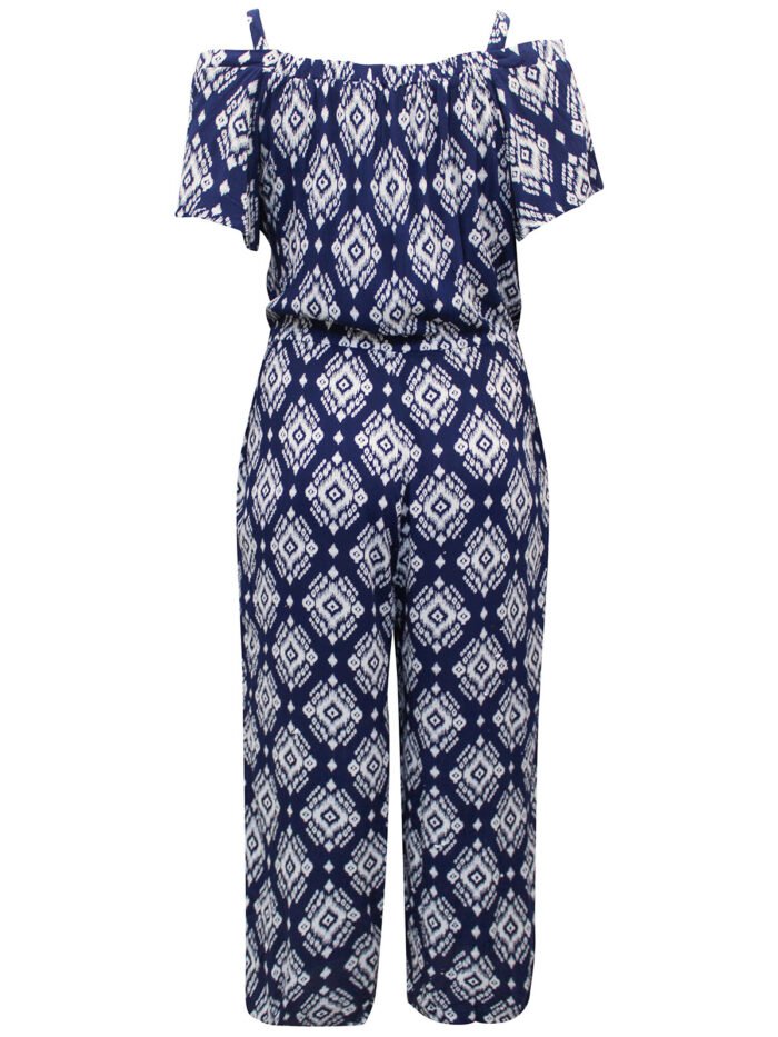 NAVY Printed Crinkle Bardot Jumpsuit Size 10 - 26 - Image 2