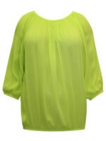NEON-LIME Crinkle Peasant Bubble Hem Top Size 16 - 24 - Image 2