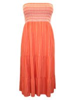 ORANGE Pure Cotton Tiered Bandeau Midi Beach Dress Size 18 - 24 - Image 2