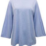 SKY-BLUE Pure Cotton Pintuck Sleeve Top Size 10 - 18