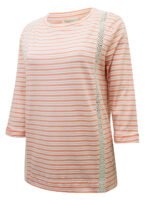 PEACH Sunset Cotton 3/4 Sleeve Lace Insert Top Size 12 - 26 - Image 3