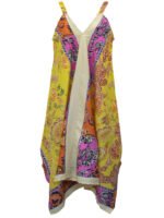 MULTI Sleeveless Scarf Print Hanky Hem Dress Size 12 -26