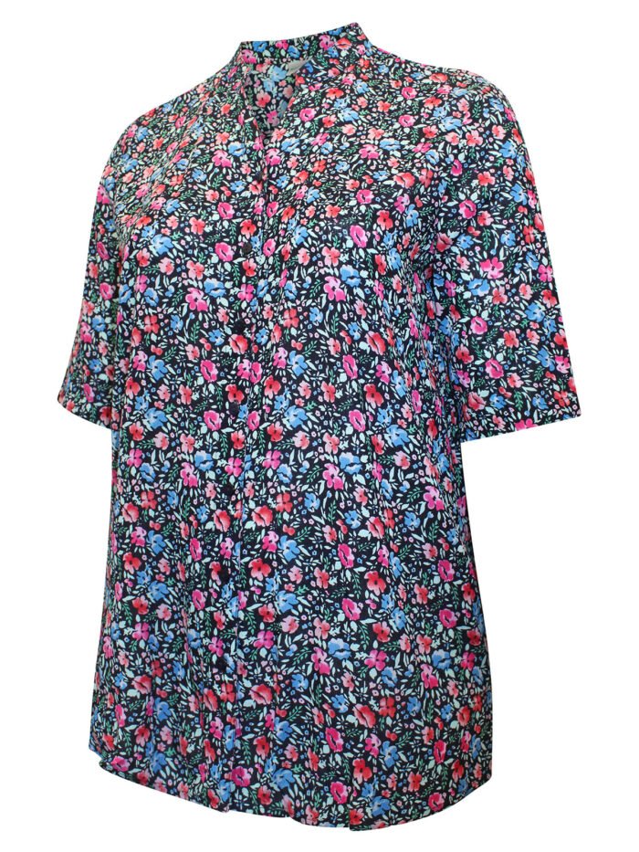 NAVY Floral Print Short Sleeve Blouse Size 16 - 22 - Image 3