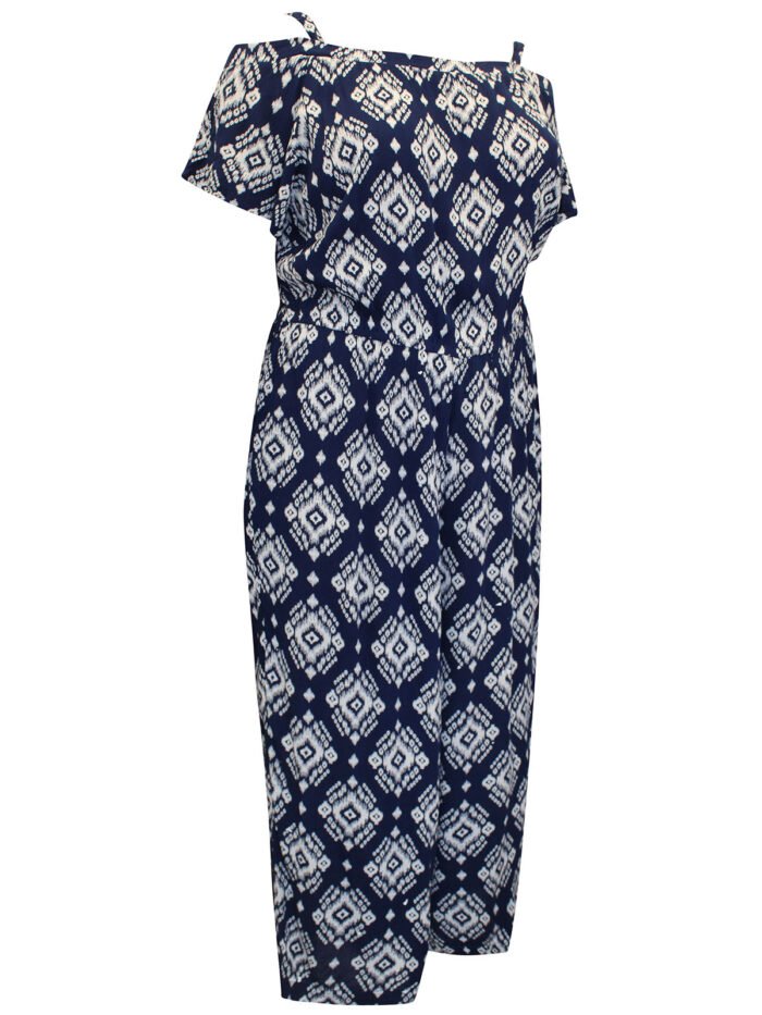 NAVY Printed Crinkle Bardot Jumpsuit Size 10 - 26 - Image 3