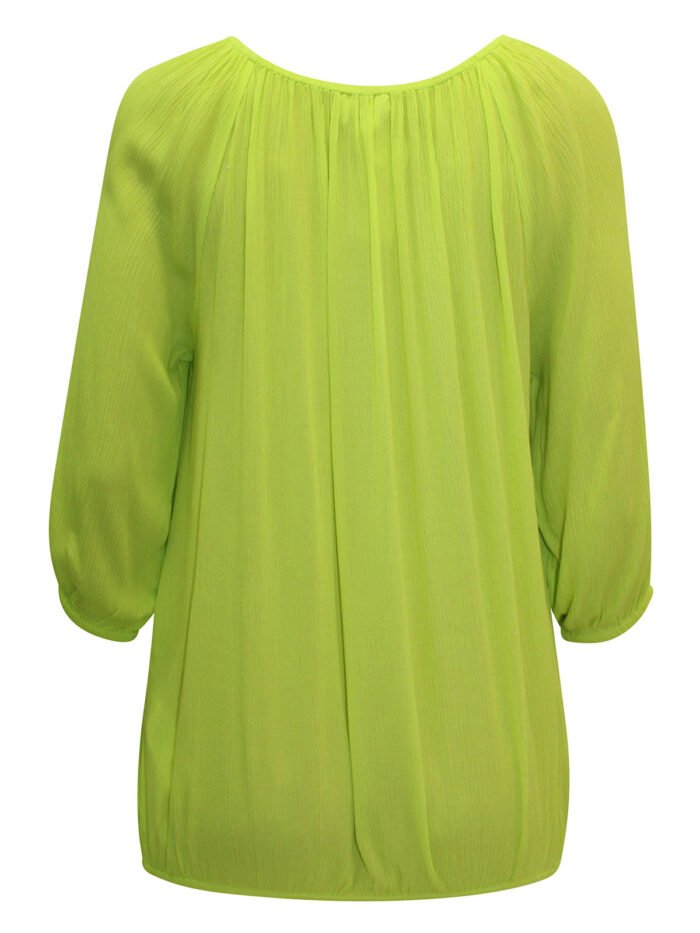 NEON-LIME Crinkle Peasant Bubble Hem Top Size 16 - 24 - Image 6