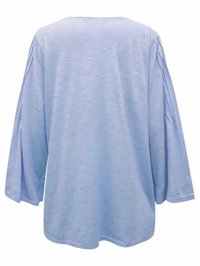 SKY-BLUE Pure Cotton Pintuck Sleeve Top Size 10 - 18 - Image 3