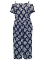 NAVY Printed Crinkle Bardot Jumpsuit Size 10 - 26