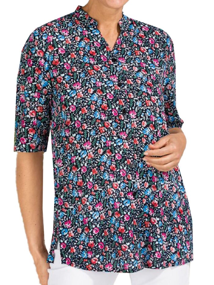 NAVY Floral Print Short Sleeve Blouse Size 16 - 22 - Image 1