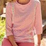 PEACH Sunset Cotton 3/4 Sleeve Lace Insert Top Size 12 - 26