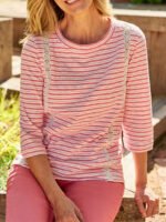 PEACH Sunset Cotton 3/4 Sleeve Lace Insert Top Size 12 - 26