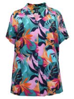 MULTI Tropical Leaf Button Front Beach Shirt Size 16 - 26 - Image 2