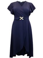 NAVY Flutter Sleeve Buckle Detail Wrap Dress Size 16 - 24
