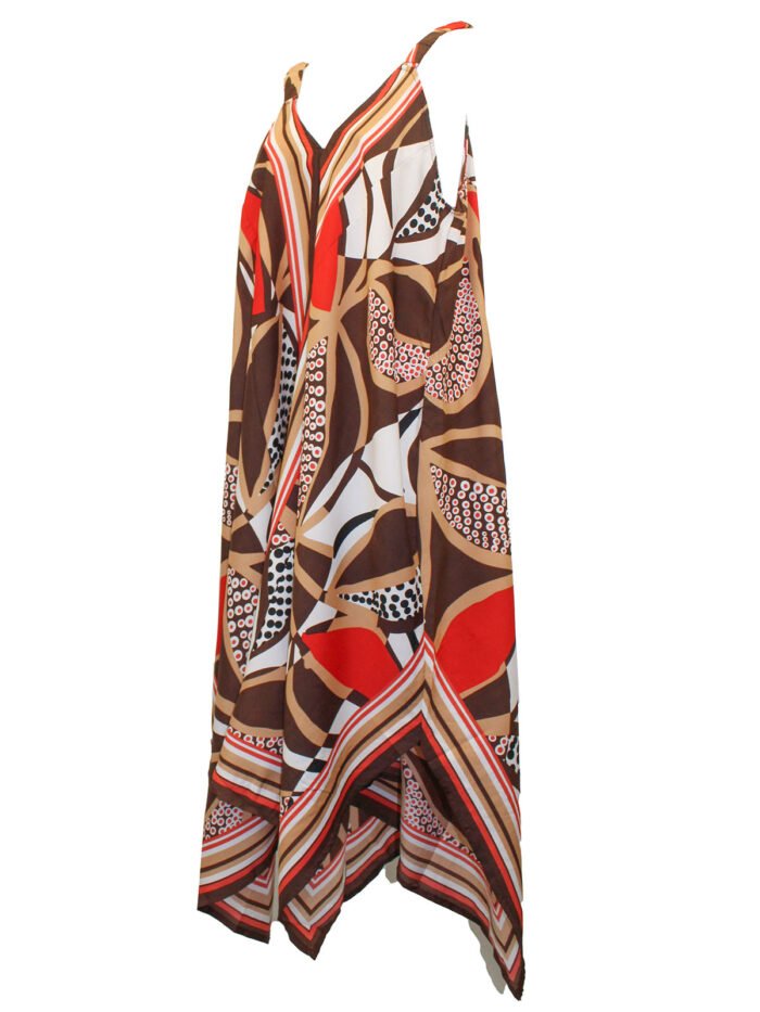 ORANGE Sleeveless Abstract Print Hanky Hem Dress Size 12 - 26 - Image 3