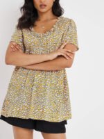 OCHRE Ruffle Trim Printed Blouse Size 12 - 22