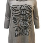 LATTE Pure Cotton Strap Detail Embellished Slogan Top Size 16-36