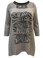 LATTE Pure Cotton Strap Detail Embellished Slogan Top Size 16-36