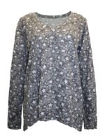 GREY Cotton Blend Star Print Hanky Hem Crinkle Tunic Size 10 - 28