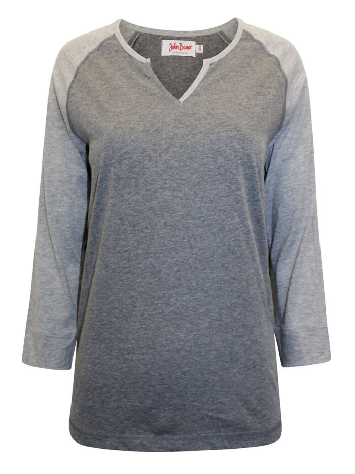 GREY Pure Cotton Raglan Sleeve Top Size 10 -28 - Image 1
