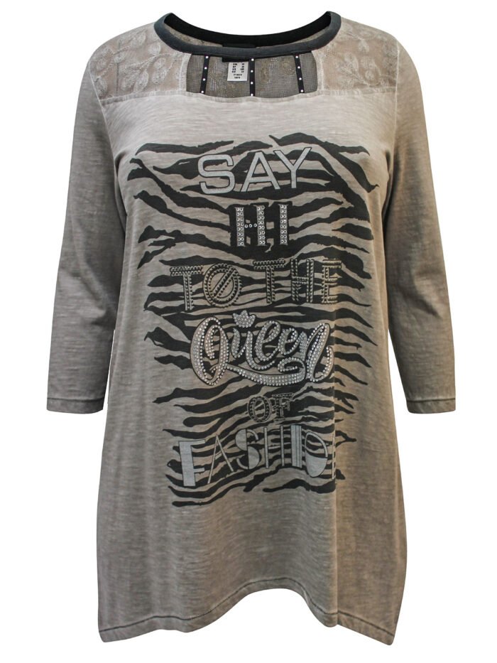 LATTE Pure Cotton Strap Detail Embellished Slogan Top Size 16-36 - Image 1