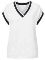 IVORY Contrast Trim V-Neck Top Size 12 - 28 - Image 2