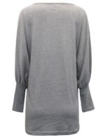 GREY Pure Cotton Pearl Trim Deep Cuff Top Size 10 - 24 - Image 3