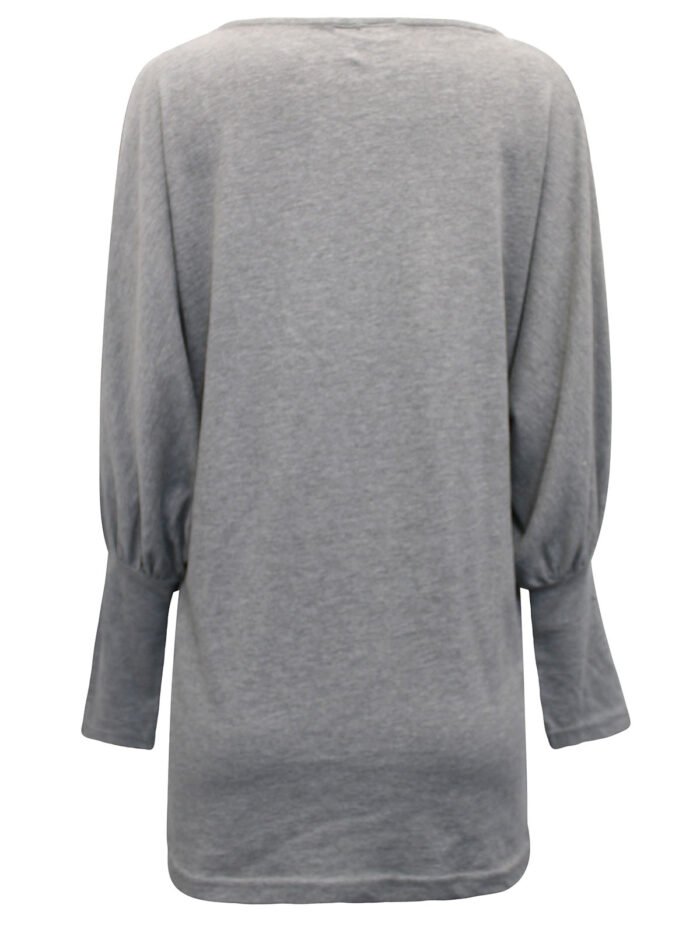 GREY Pure Cotton Pearl Trim Deep Cuff Top Size 10 - 24 - Image 3