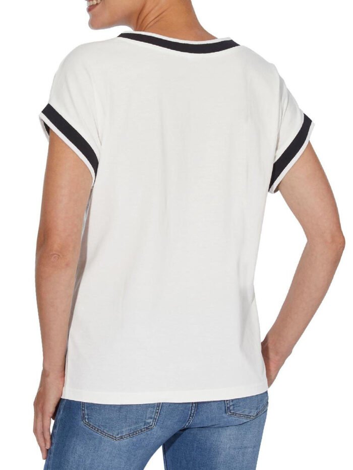 IVORY Contrast Trim V-Neck Top Size 12 - 28 - Image 4