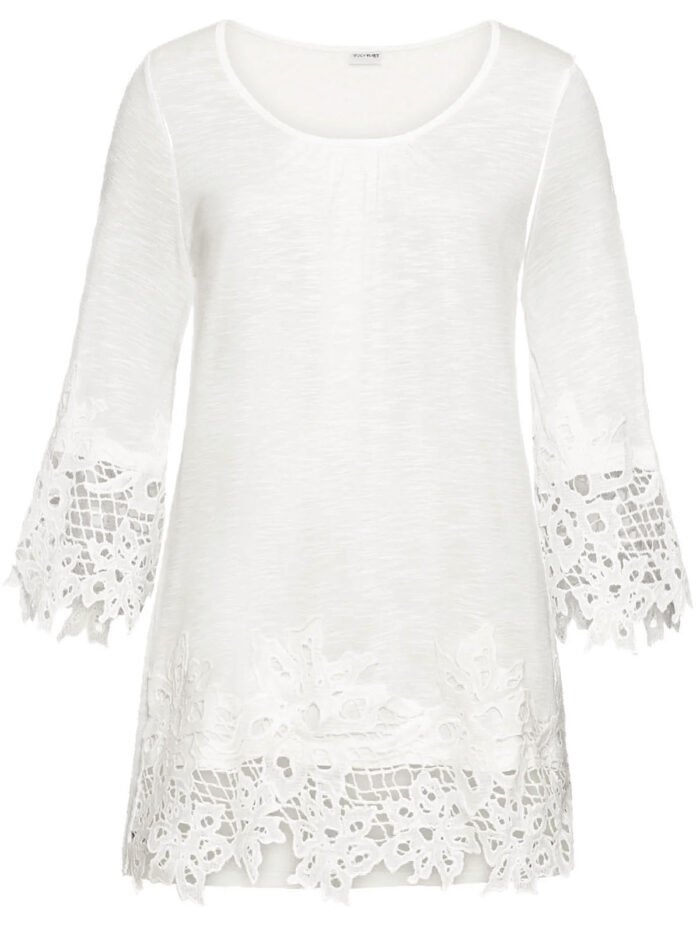 IVORY Crochet Trim 3/4 Sleeve Top Size 22 - 28 - Image 2
