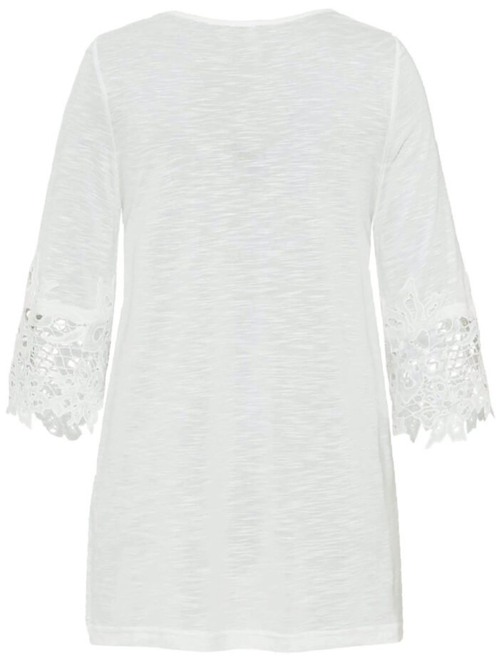 IVORY Crochet Trim 3/4 Sleeve Top Size 22 - 28 - Image 3