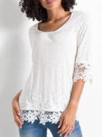IVORY Crochet Trim 3/4 Sleeve Top Size 22 - 28 - Image 4