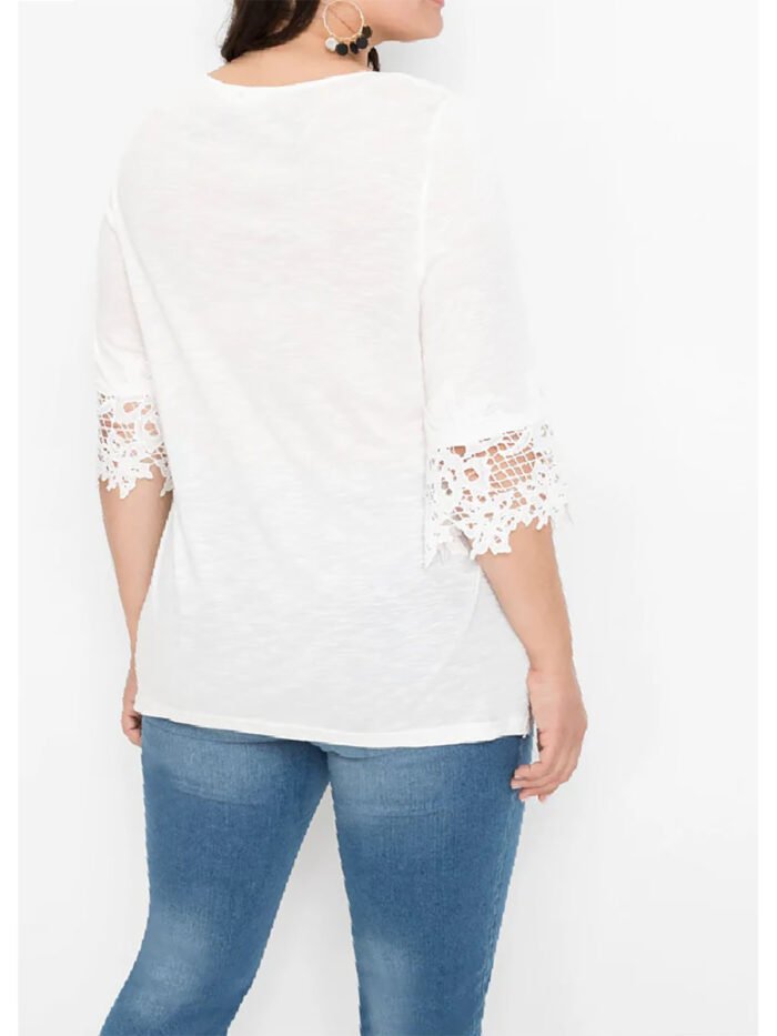 IVORY Crochet Trim 3/4 Sleeve Top Size 22 - 28 - Image 8