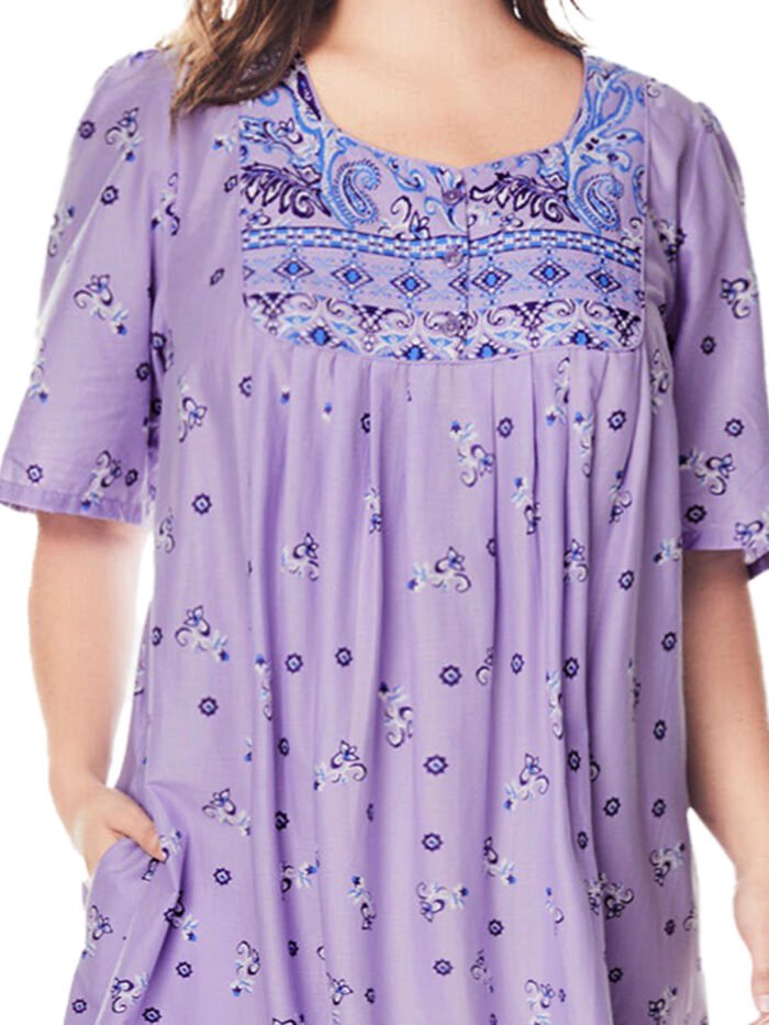 LILAC Border Print Long Pocket Lounge Dress Size 28 - 44 - Image 1