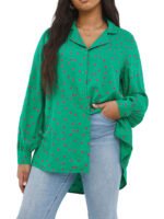 GREEN Spot Print Viscose Shirt  Size 24 - 30