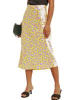 LIME Animal Pull On Premium Satin Midi Skirt Size 16-32