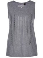 GREY Pure Cotton Rhinestone Vest Top Size 10 - 32 - Image 2