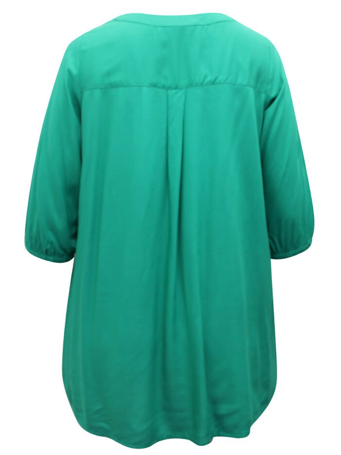 GREEN V-Neck Blouson Sleeve Tunic Size 16 -34 - Image 3
