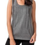 GREY Pure Cotton Rhinestone Vest Top Size 10 - 32