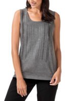 GREY Pure Cotton Rhinestone Vest Top Size 10 - 32