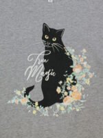 GREY Cotton Rich Floral Cat Print Top Size 14 - 24 - Image 4