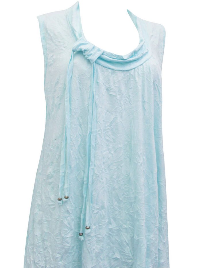 LIGHT-BLUE Beaded Tie Cowl Neck Layering Tunic Vest Size 10 - 24 - Image 4