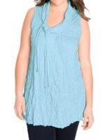 LIGHT-BLUE Beaded Tie Cowl Neck Layering Tunic Vest Size 10 - 24