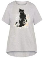 GREY Cotton Rich Floral Cat Print Top Size 14 - 24 - Image 5