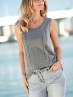 GREY Pure Cotton Rhinestone Vest Top Size 10 - 32 - Image 5