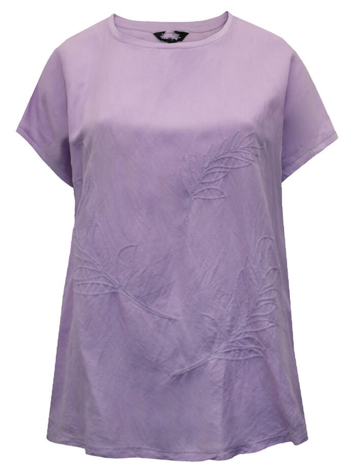 LILAC Pure Cotton Floral Embroidered Short Sleeve Top Size 16 -34 Size 16 - 34 Size - Image 1
